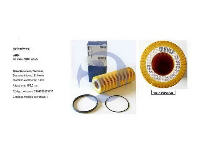 FILTRO ACEITE AUDI A4 3.2 OX381D