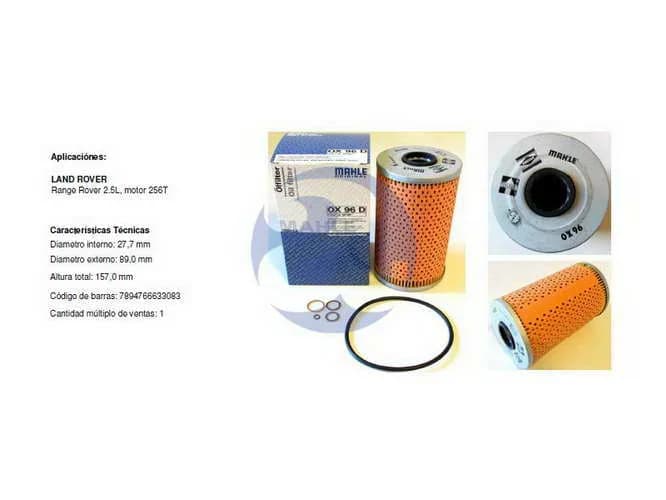 FILTRO ACEITE L.R.RANGE ROVER OX96D