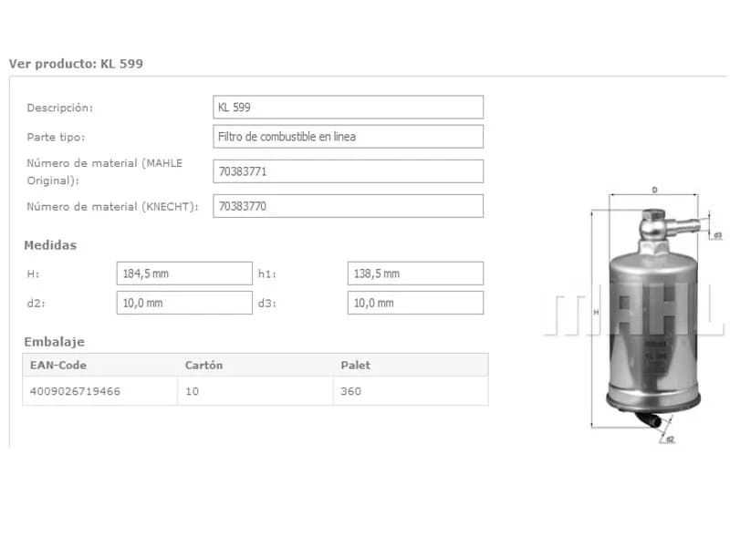FILTRO COMB.AUDI A4 3.0TDI KL599